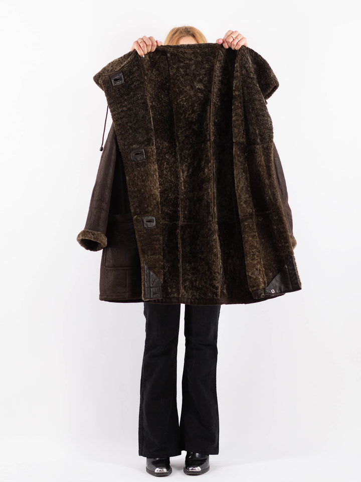 Vintage 90's Women Sheepskin Coat in BrownV9663