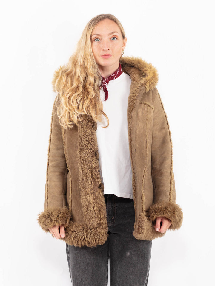 Vintage 90's Women Sheepskin Coat in BrownA0630