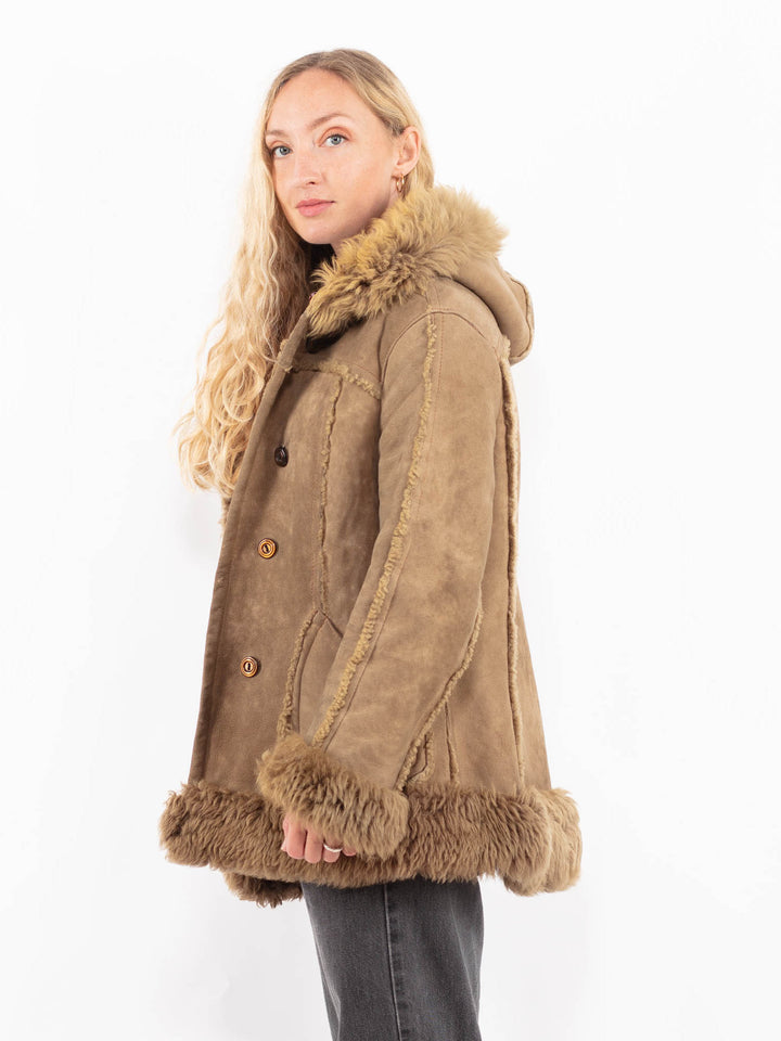 Vintage 90's Women Sheepskin Coat in BrownA0630