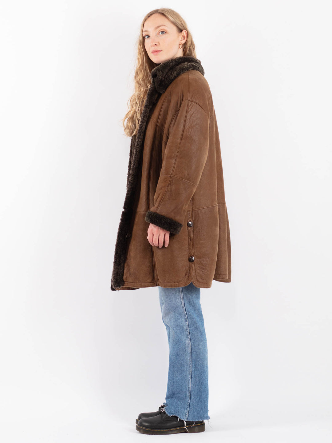 Vintage 90's Women Sheepskin Coat in BrownV9477