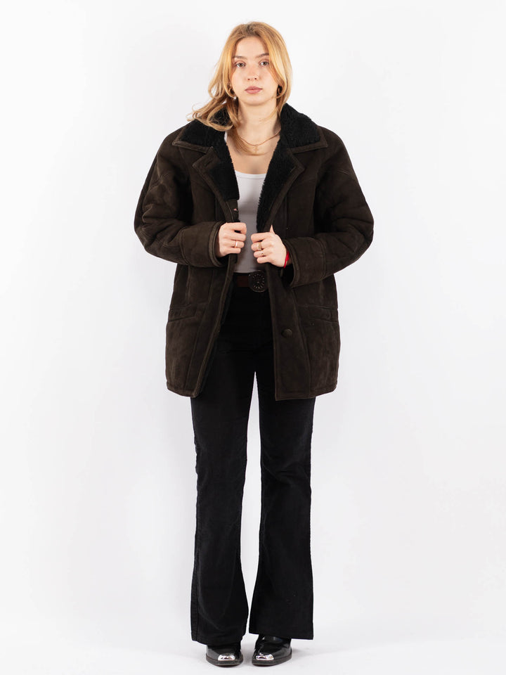 Vintage 90's Women Sheepskin Coat in BrownV9664