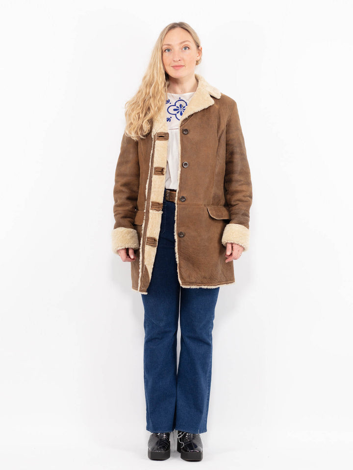 Vintage 90's Women Sheepskin Coat in BrownA1016