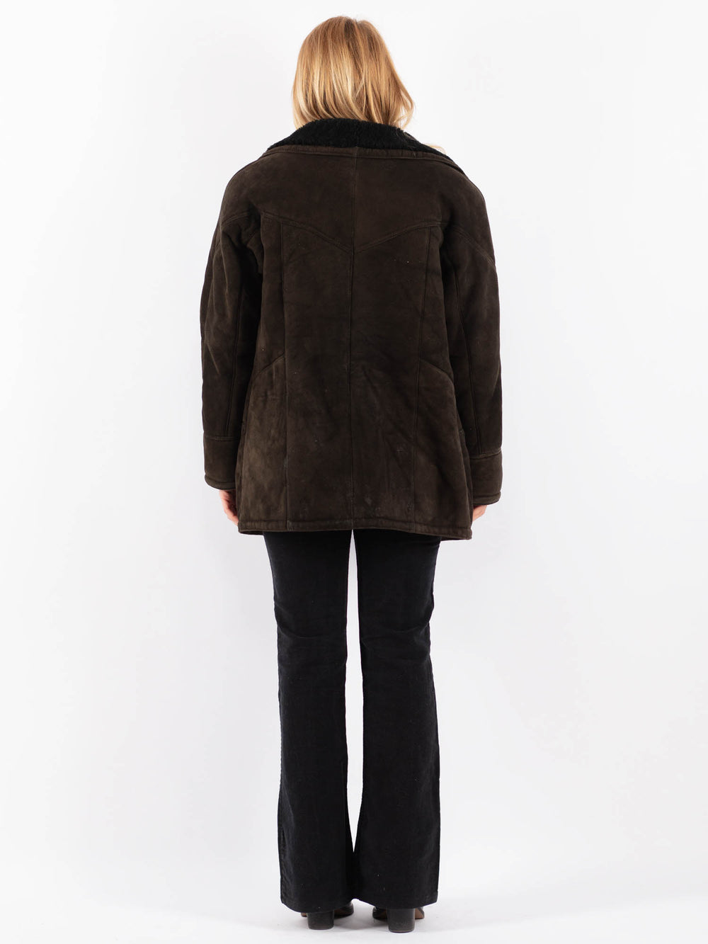 Vintage 90's Women Sheepskin Coat in BrownV9664
