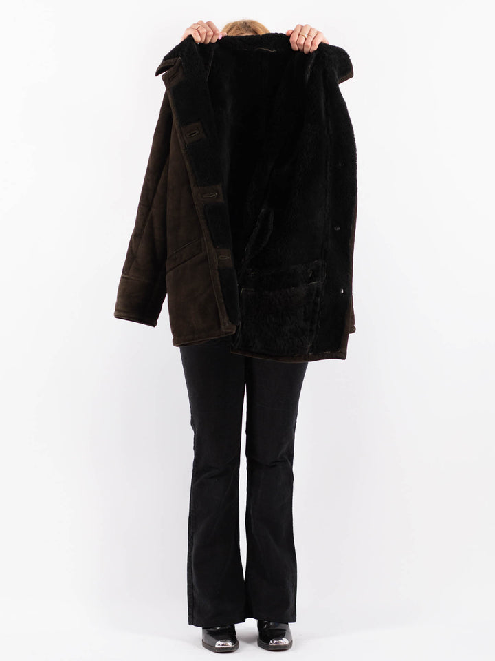 Vintage 90's Women Sheepskin Coat in BrownV9664