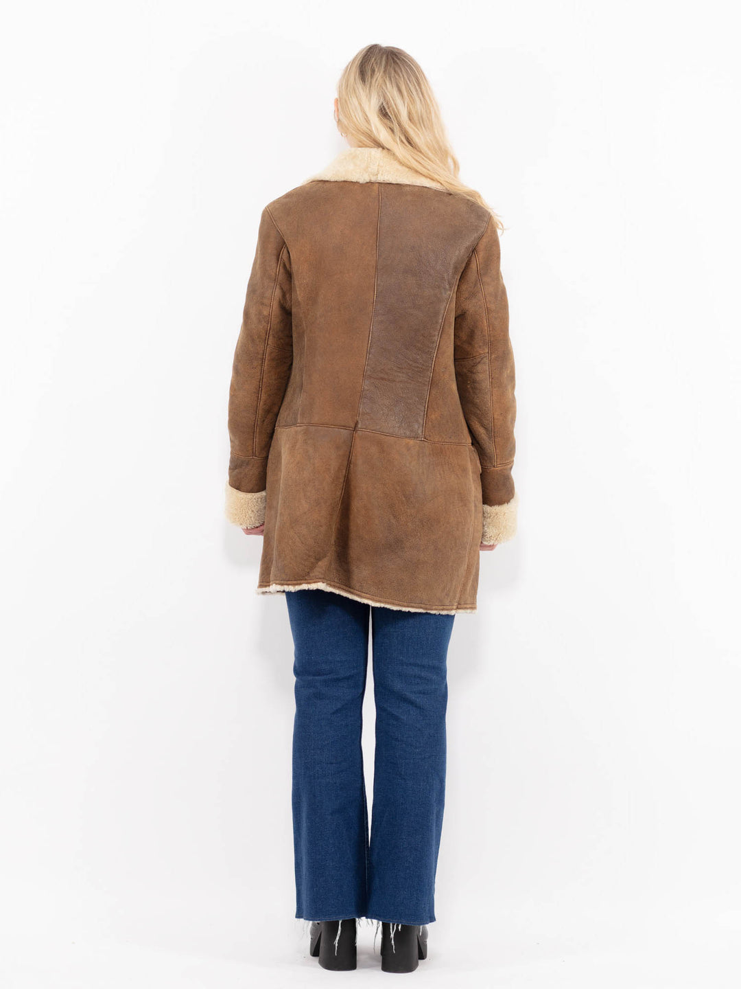 Vintage 90's Women Sheepskin Coat in BrownA1016
