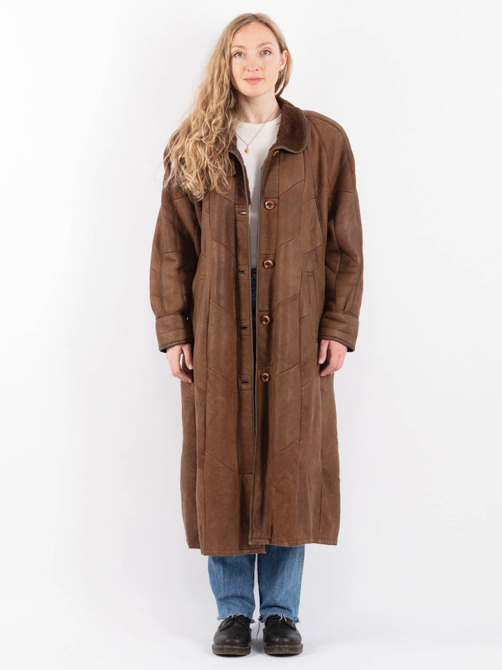 Vintage 90's Women Sheepskin Coat in BrownV9479