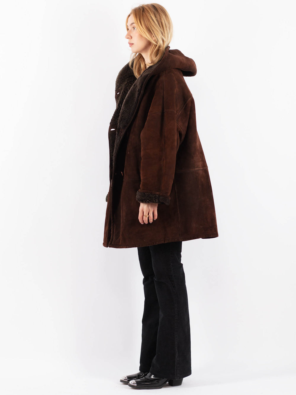 Vintage 90's Women Sheepskin Coat in BrownV9665