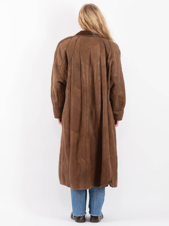 Vintage 90's Women Sheepskin Coat in BrownV9479