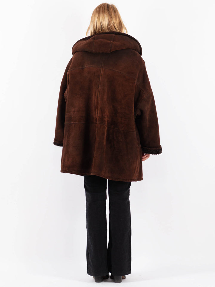 Vintage 90's Women Sheepskin Coat in BrownV9665
