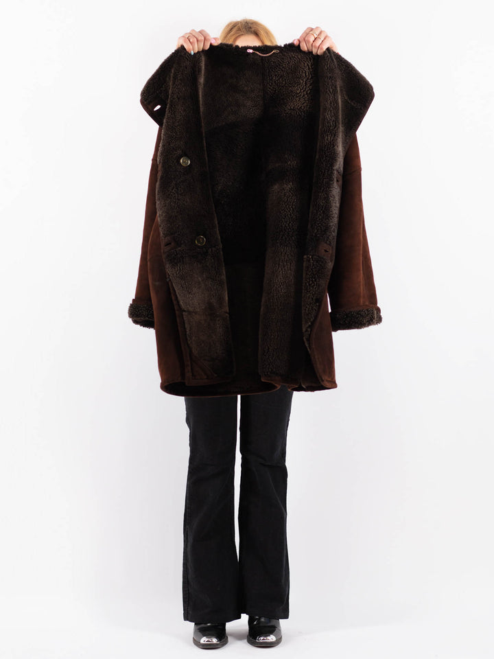 Vintage 90's Women Sheepskin Coat in BrownV9665