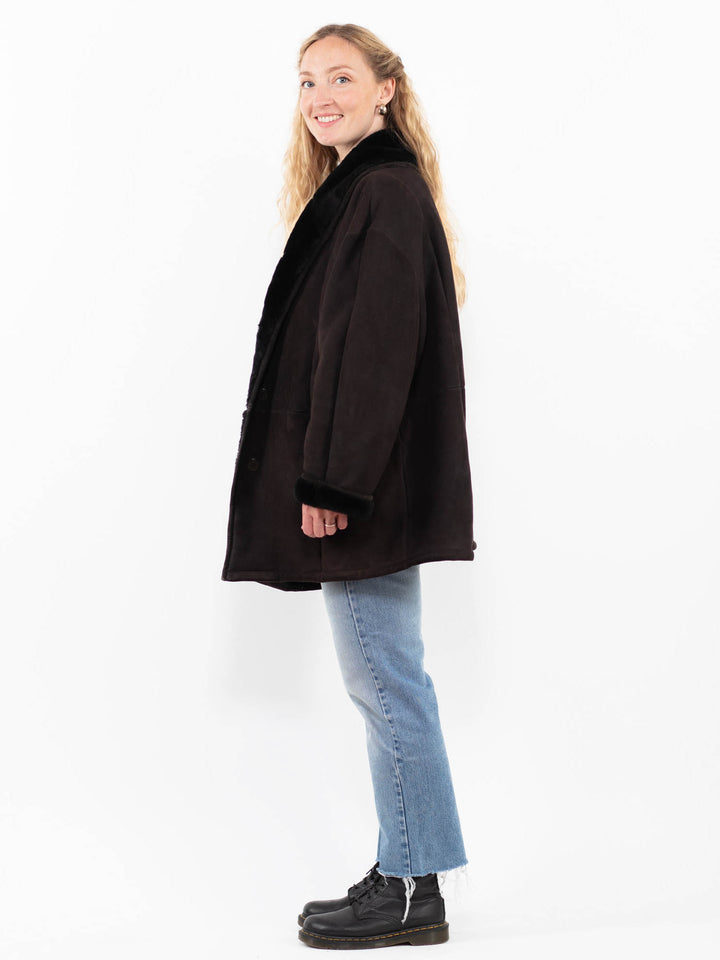Vintage 90's Women Sheepskin Coat in BrownA0288