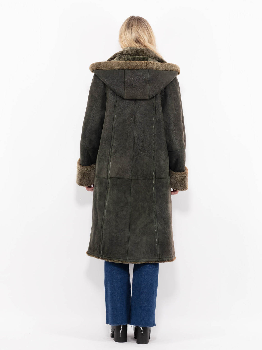 Vintage 90's Women Sheepskin Coat in GreenA1019