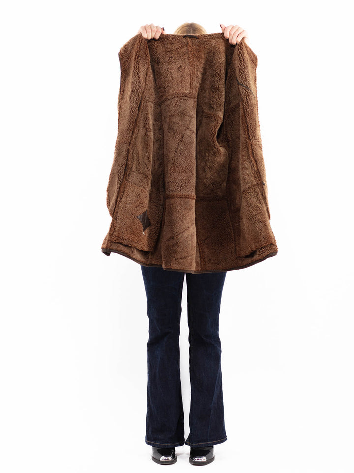 Vintage 90's Women Sheepskin Coat in Brown