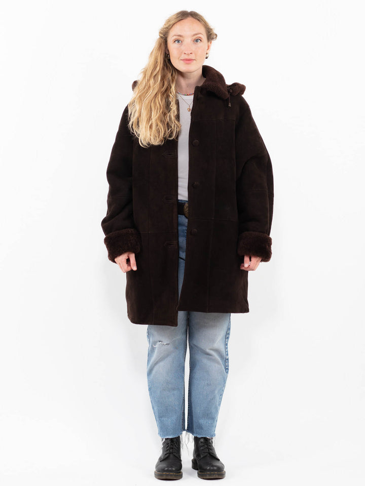 Vintage 90's Women Sheepskin Coat in BrownA0289