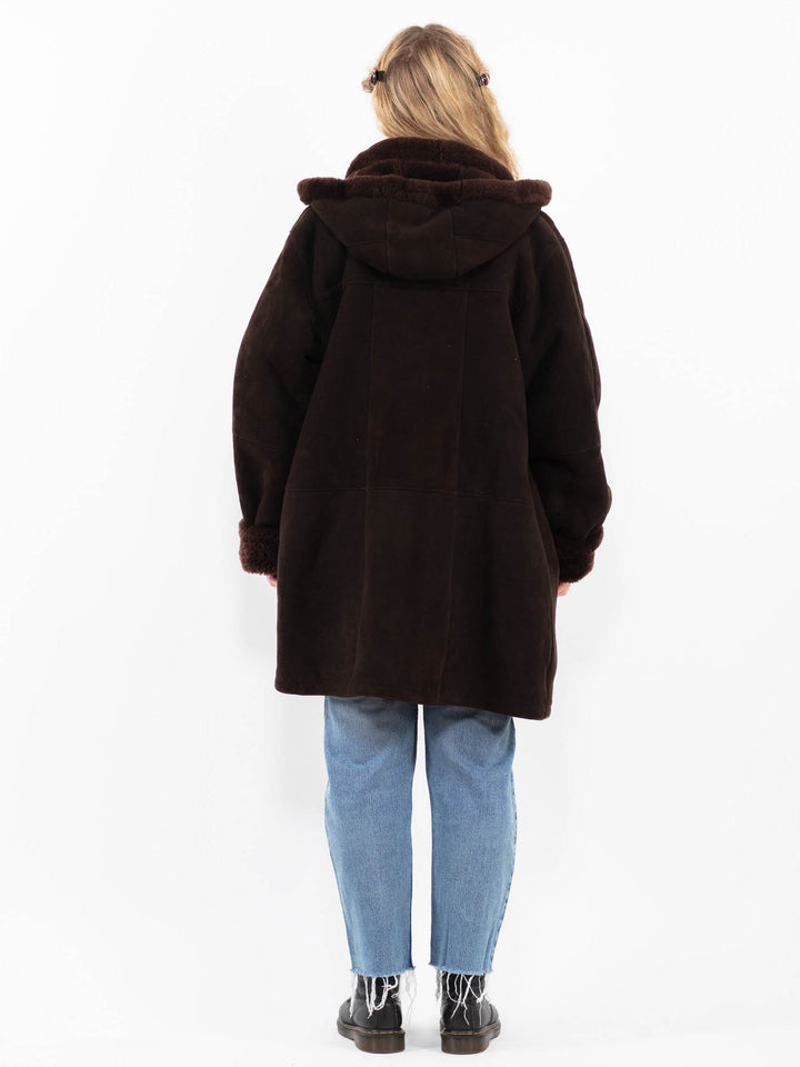 Vintage 90's Women Sheepskin Coat in BrownA0289