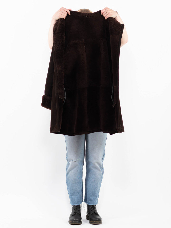 Vintage 90's Women Sheepskin Coat in BrownA0289
