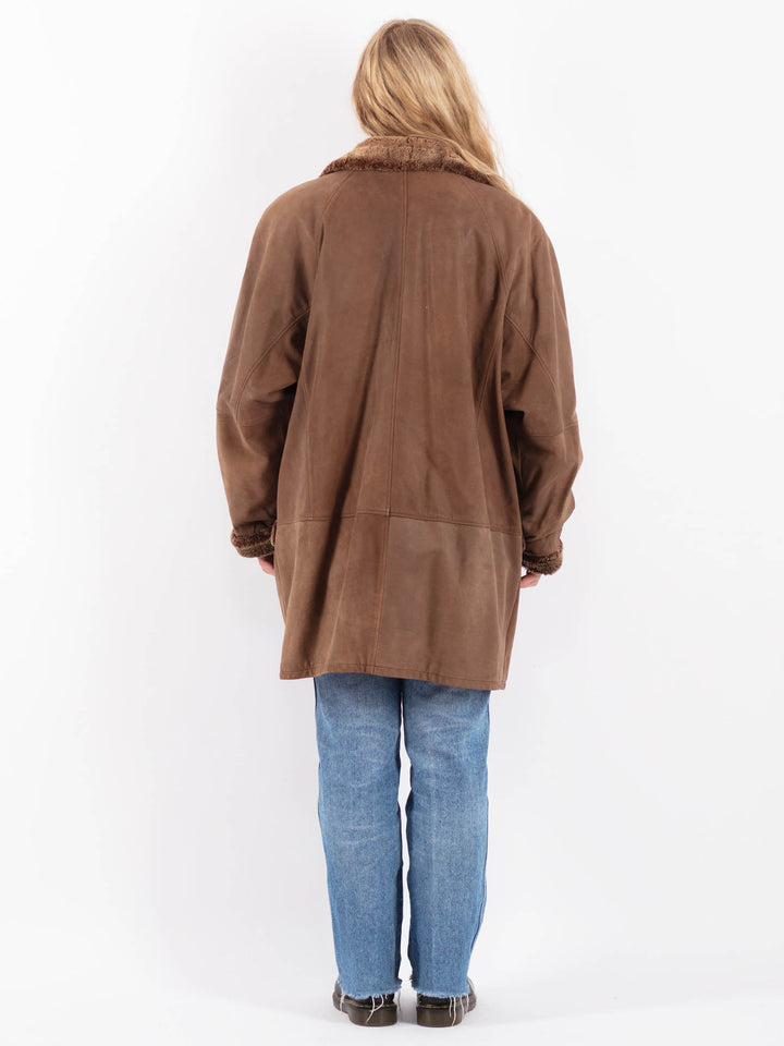 Vintage 80's Women Sheepskin Coat in BrownV9482