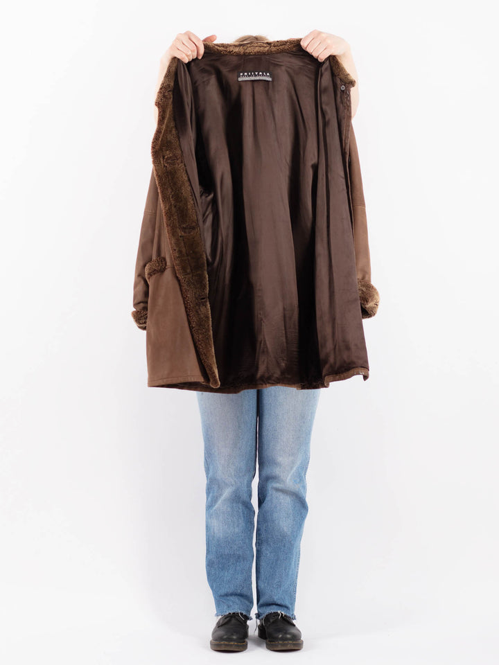 Vintage 80's Women Sheepskin Coat in BrownV9482