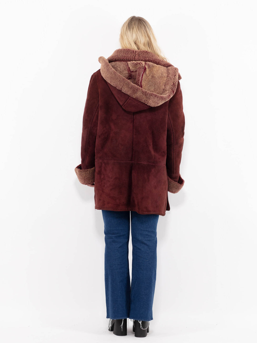 Vintage 90's Women Sheepskin Coat in RedA1021