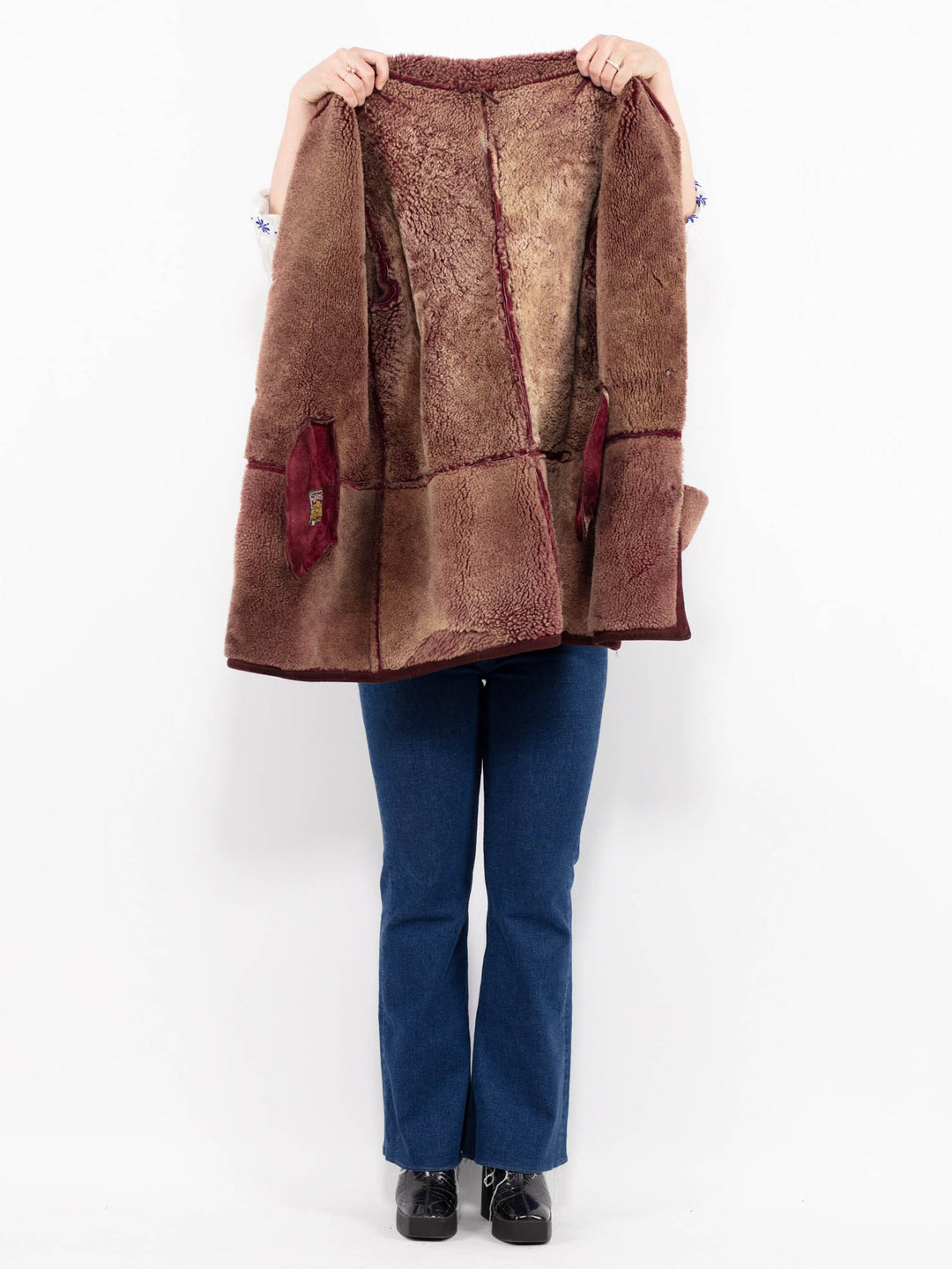 Vintage 90's Women Sheepskin Coat in RedA1021