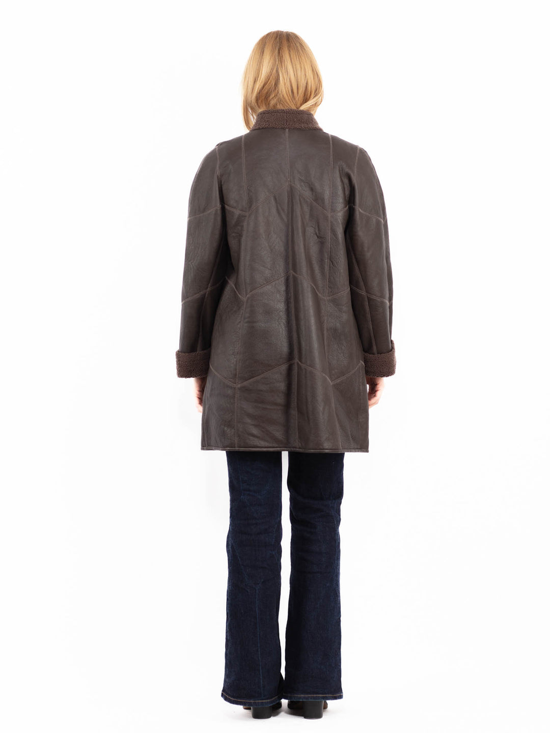 Vintage 90's Women Sheepskin Coat in Brown