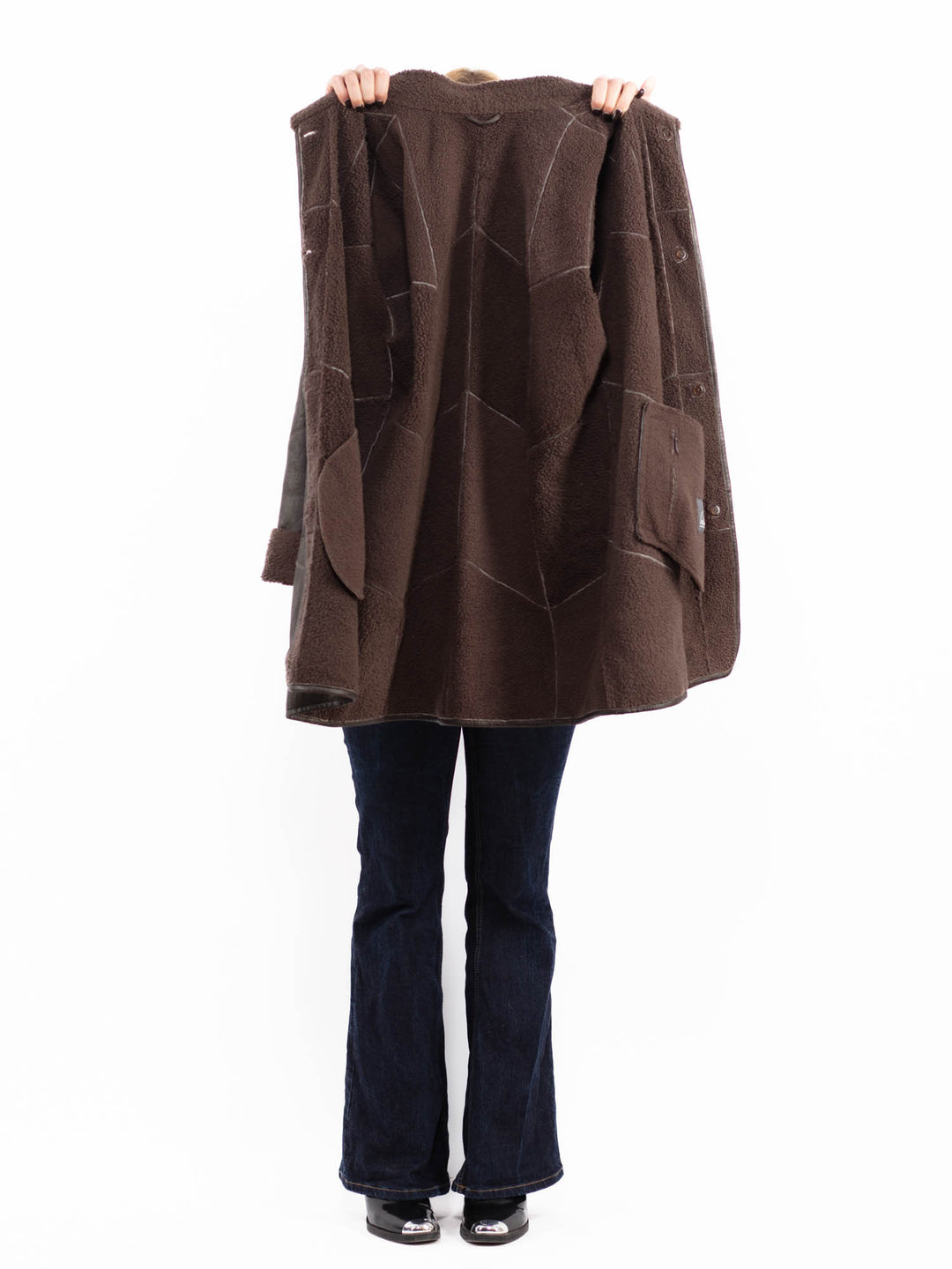Vintage 90's Women Sheepskin Coat in Brown