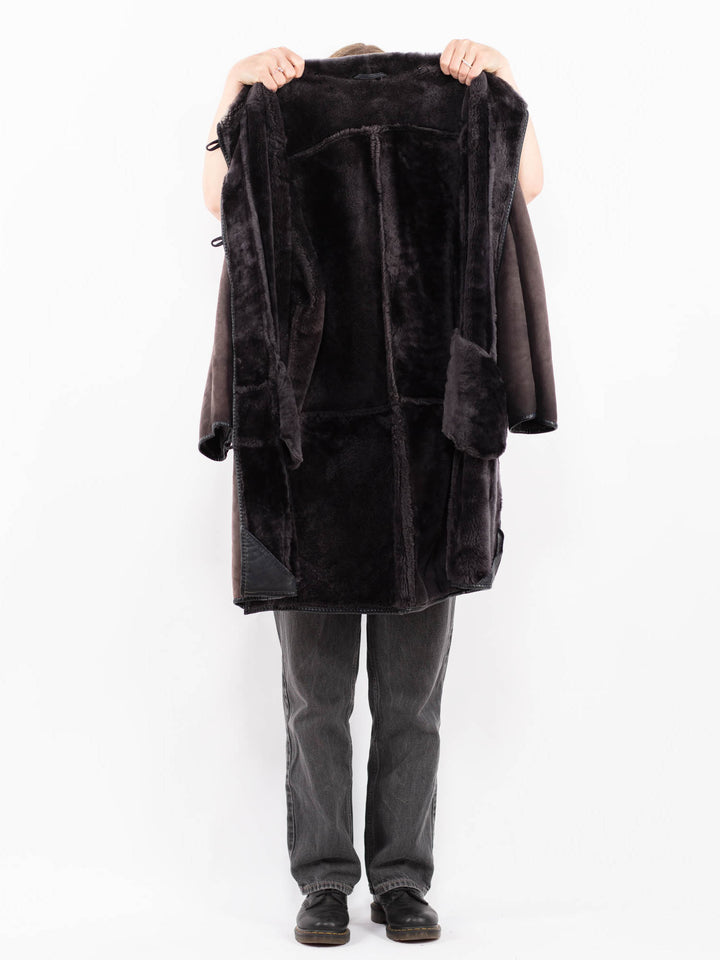 Vintage 90's Women Sheepskin Coat in PurpleA0636