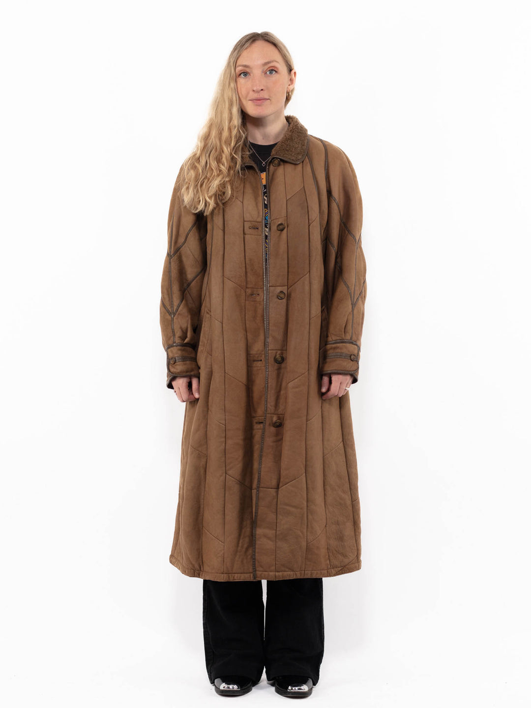 Vintage 90's Women Sheepskin Coat in BrownA0919