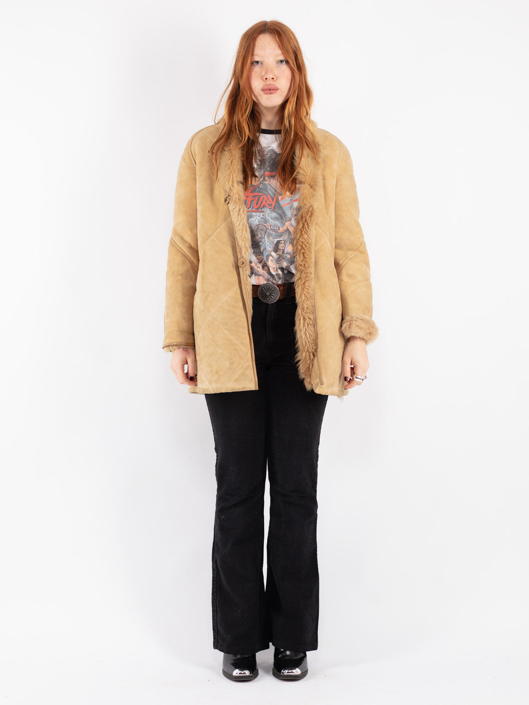Vintage 90's Women Sheepskin in Beige