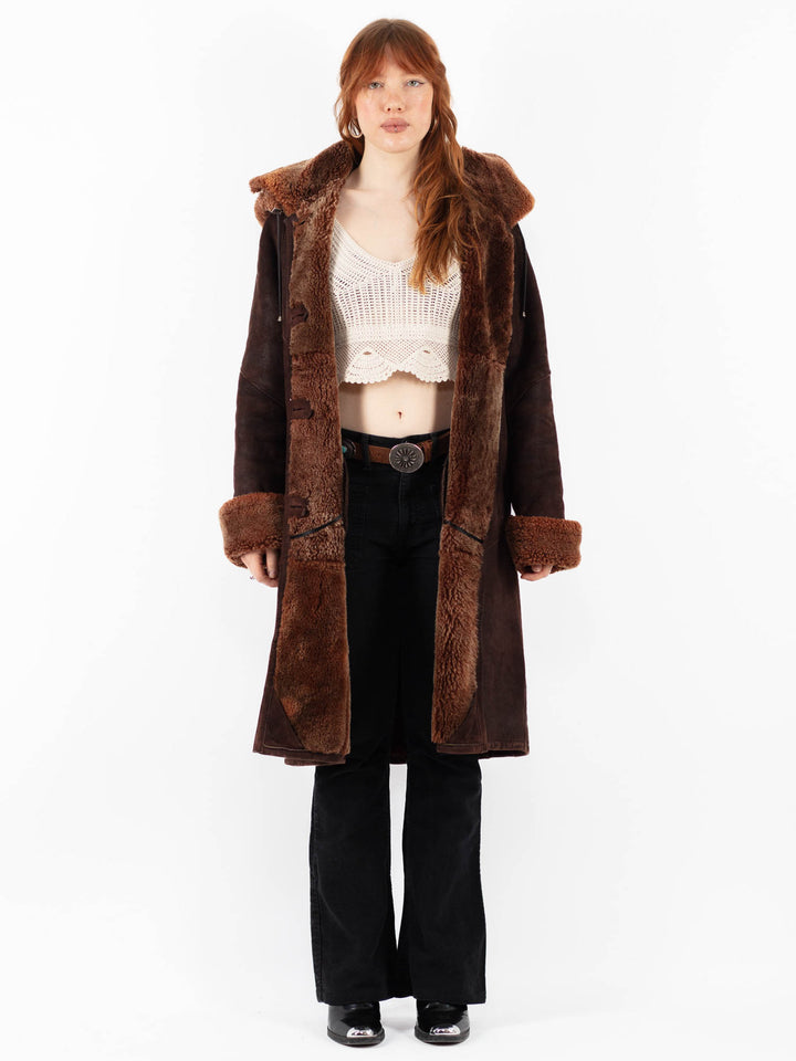Vintage 90's Women Sheepskin Coat in BrownV9790