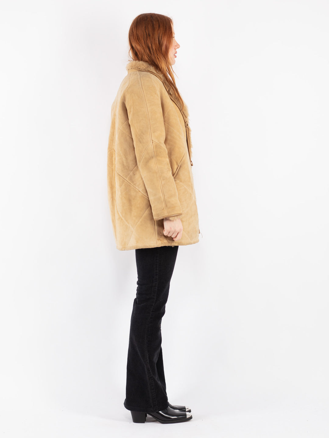 Vintage 90's Women Sheepskin in Beige