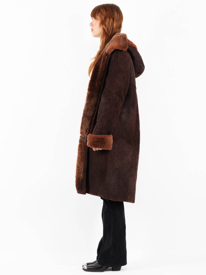 Vintage 90's Women Sheepskin Coat in BrownV9790