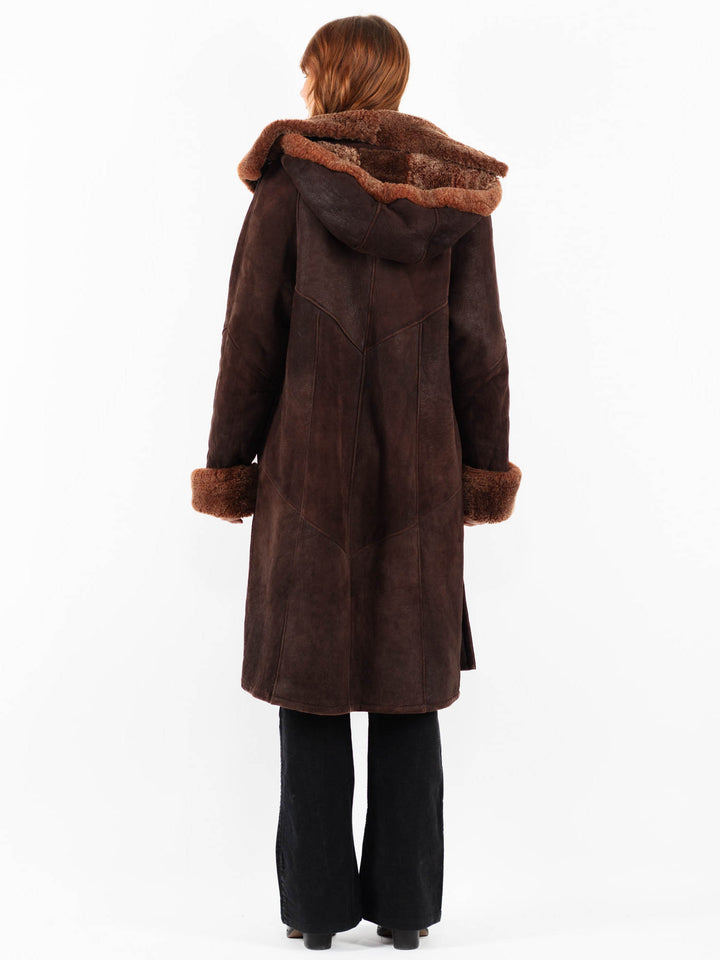 Vintage 90's Women Sheepskin Coat in BrownV9790