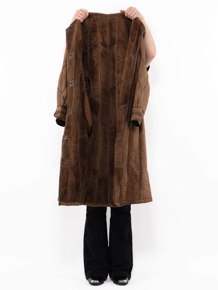 Vintage 90's Women Sheepskin Coat in BrownA0919