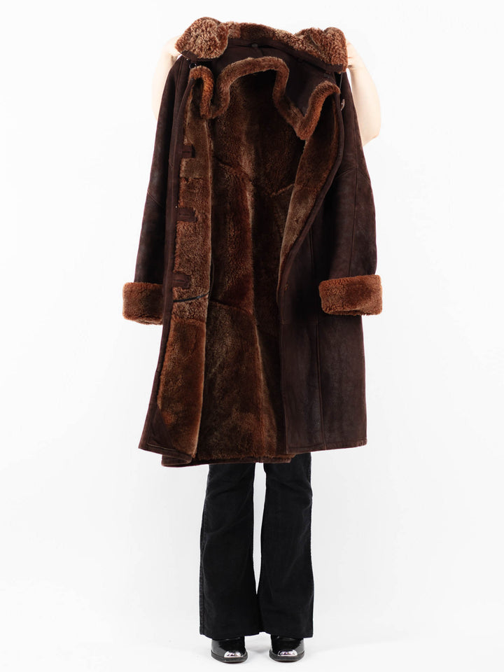 Vintage 90's Women Sheepskin Coat in BrownV9790