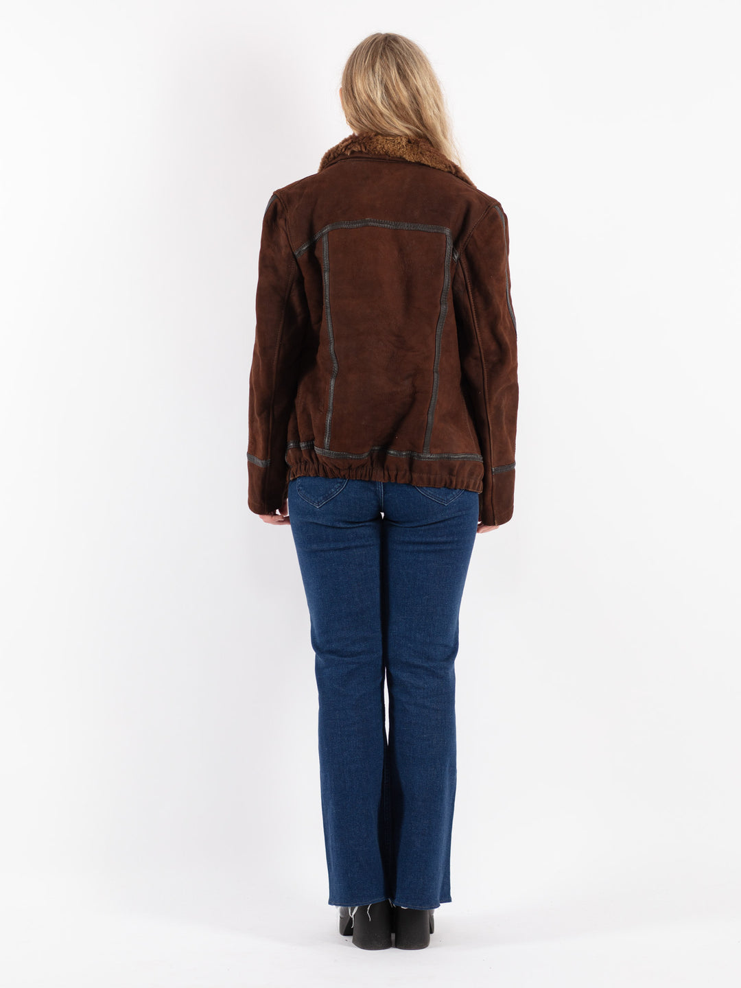 Vintage 90's Women Sheepskin Jacket in Brown