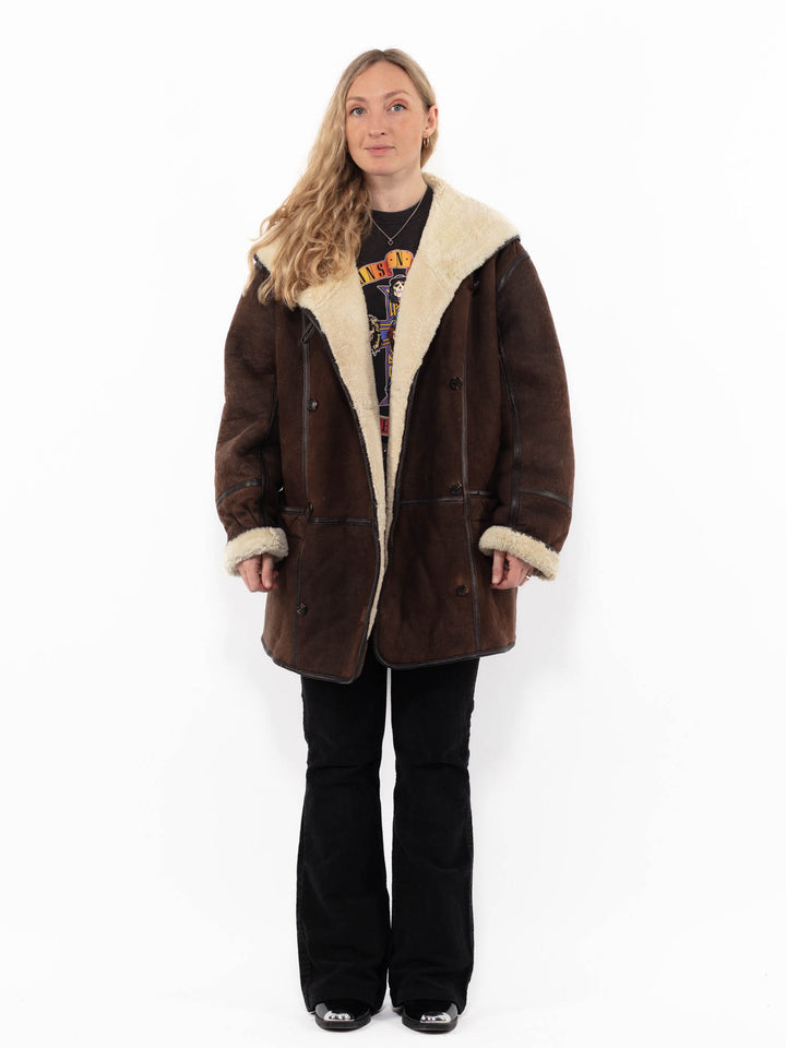 Vintage 90's Women Sheepskin Coat in BrownA0921