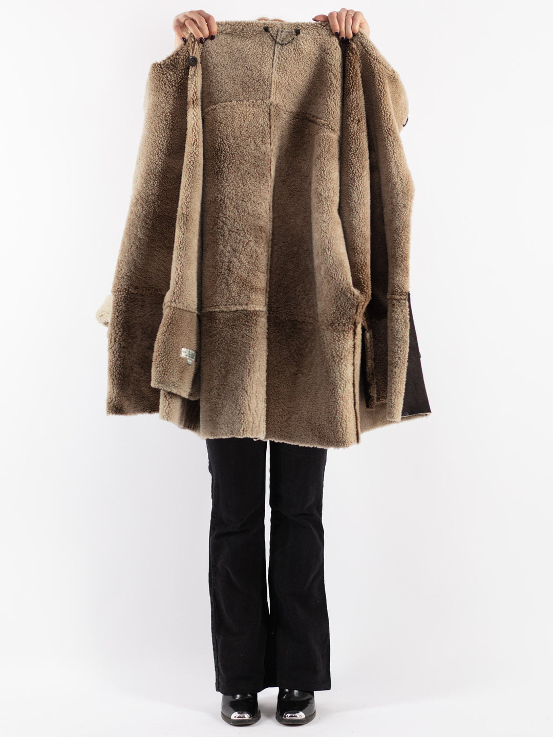 Vintage 90's Women Sheepskin Coat in Brown