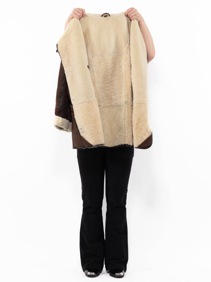 Vintage 90's Women Sheepskin Coat in BrownA0921