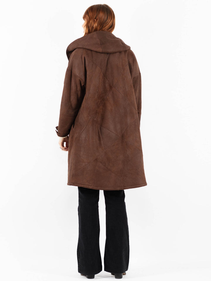 Vintage 90's Women Sheepskin Coat in BrownV9792