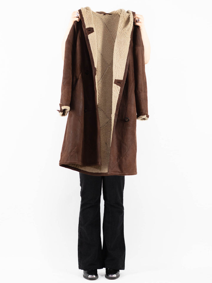 Vintage 90's Women Sheepskin Coat in BrownV9792