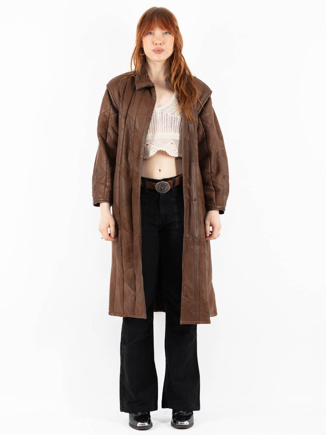 Vintage 90's Women Sheepskin Coat in BrownV9793