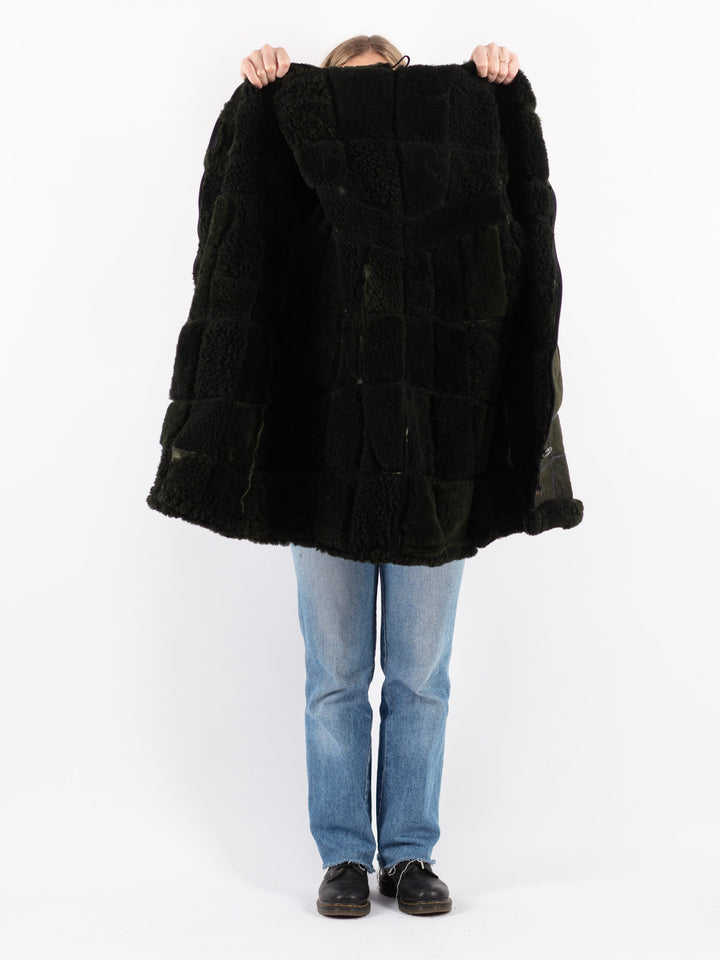 Vintage 90's Women Sheepskin Coat in GreenV8936