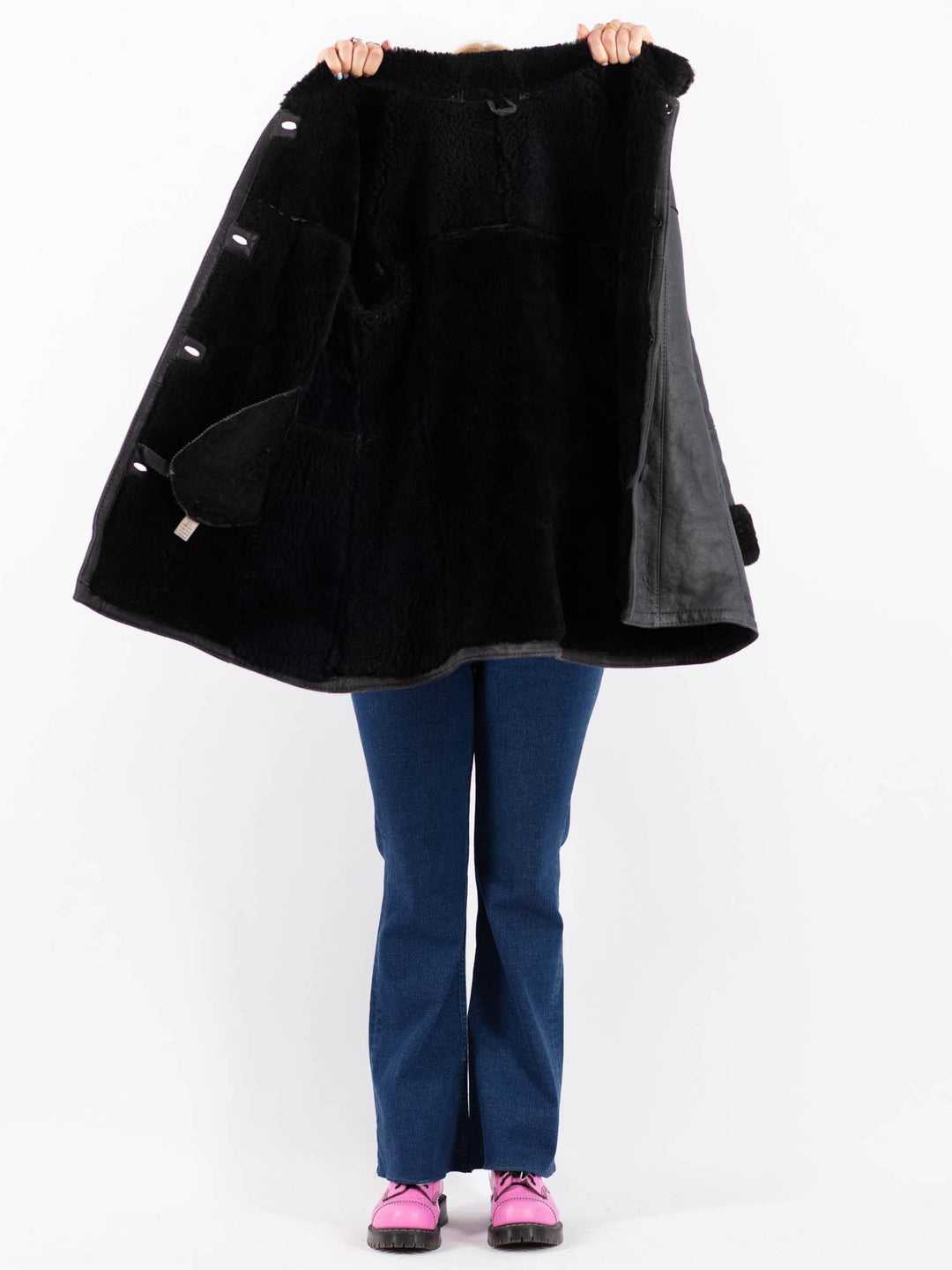 Vintage 90's Women Sheepskin Coat in BlackV9566