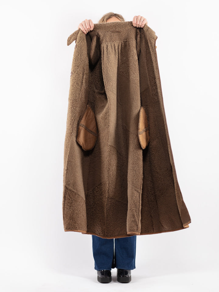Vintage 90's Women Sheepskin Coat in Beige