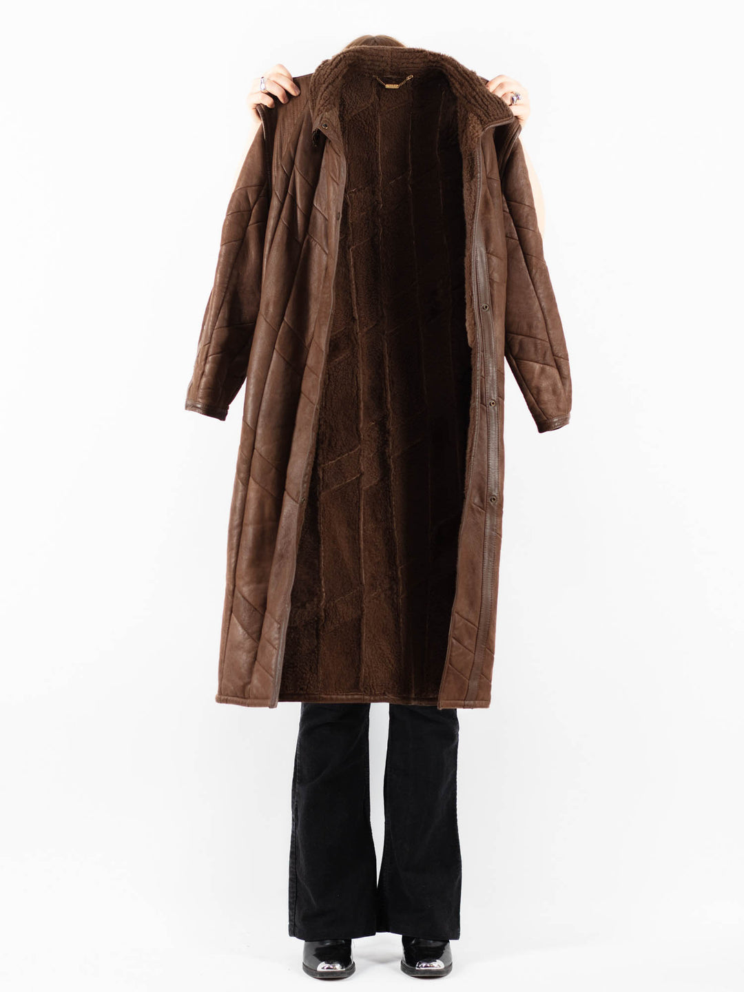 Vintage 90's Women Sheepskin Coat in BrownV9793