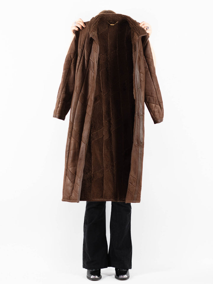 Vintage 90's Women Sheepskin Coat in BrownV9793