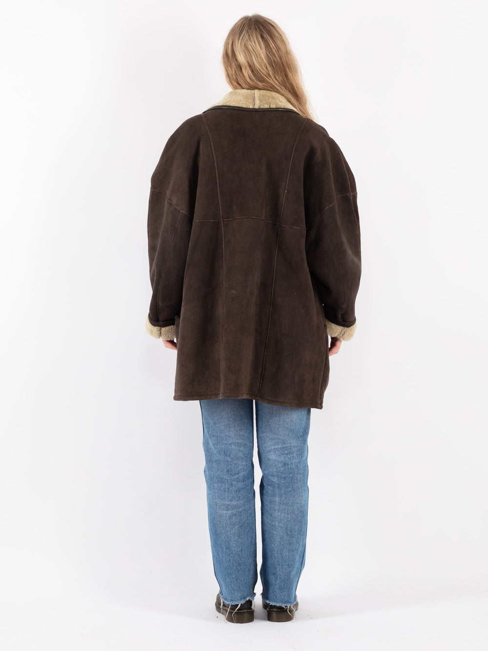 Vintage 90's Women Sheepskin Coat in Brown
