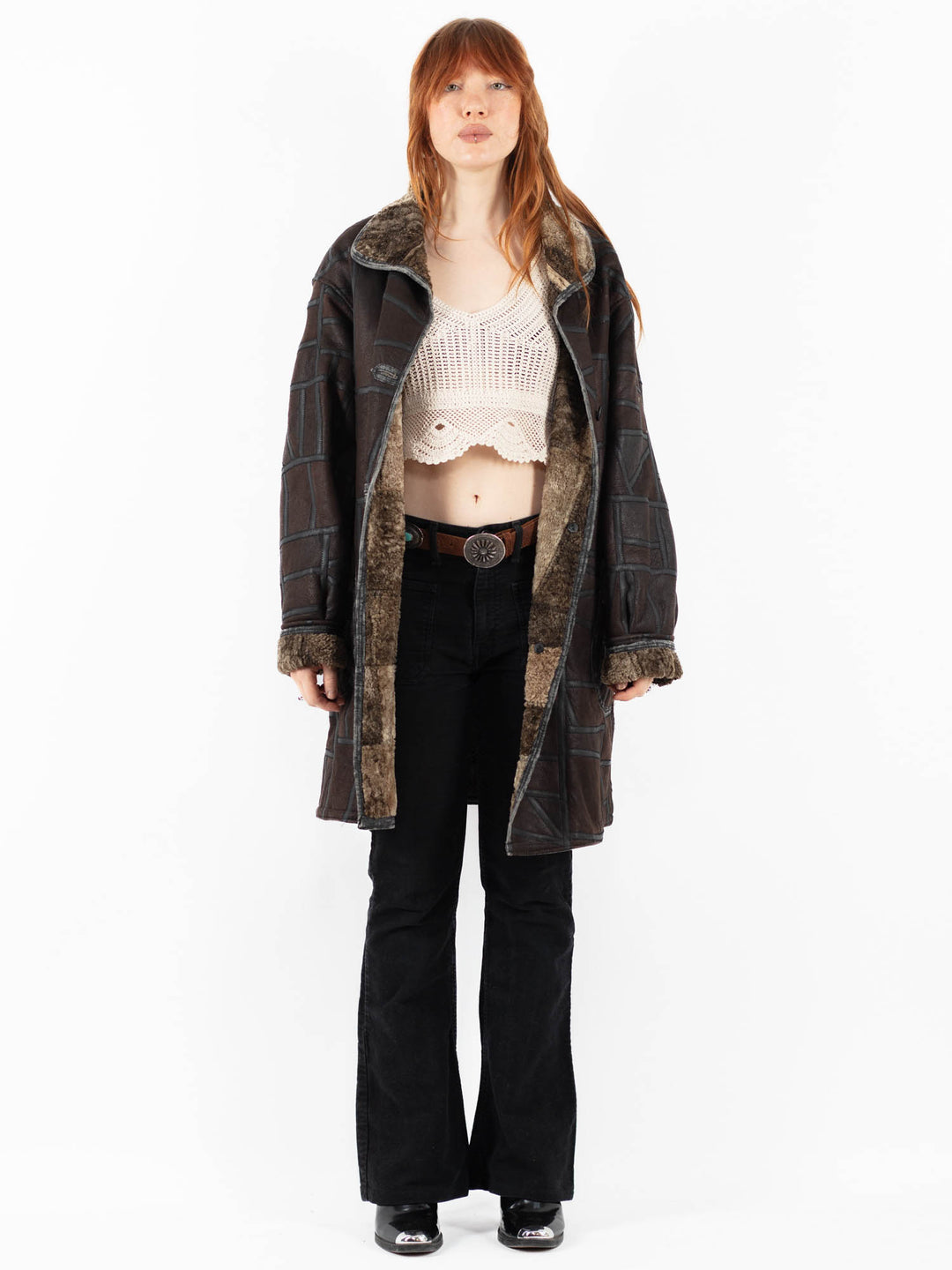 Vintage 90's Women Sheepskin Coat in BrownV9794