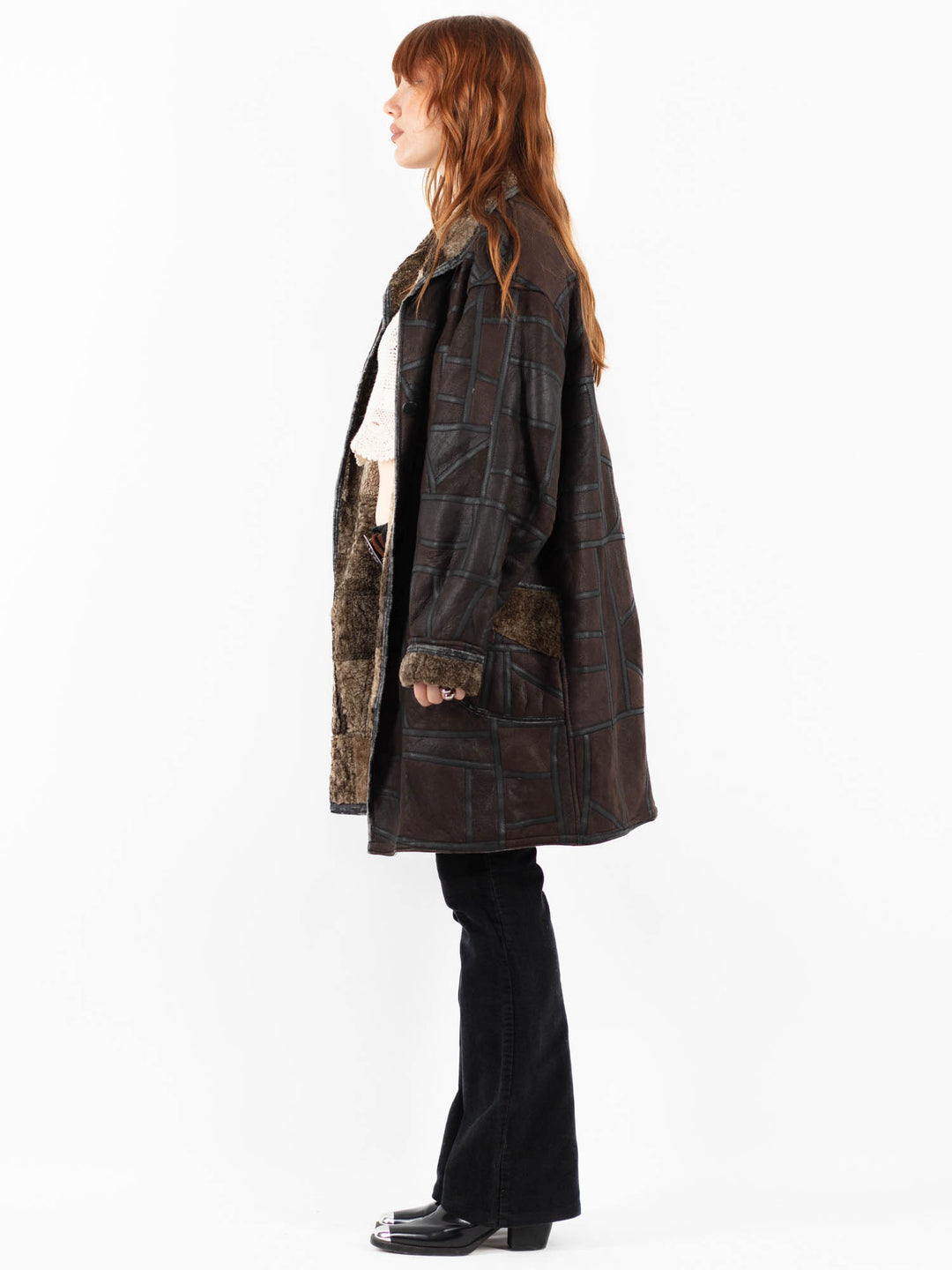 Vintage 90's Women Sheepskin Coat in BrownV9794